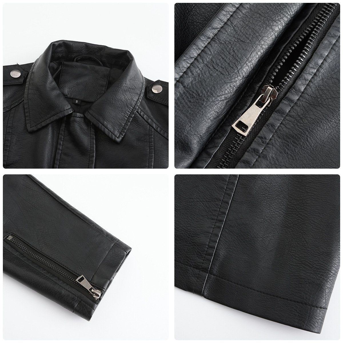 Classic Faux Leather Plain Long-sleeved Trench Coat with Belt