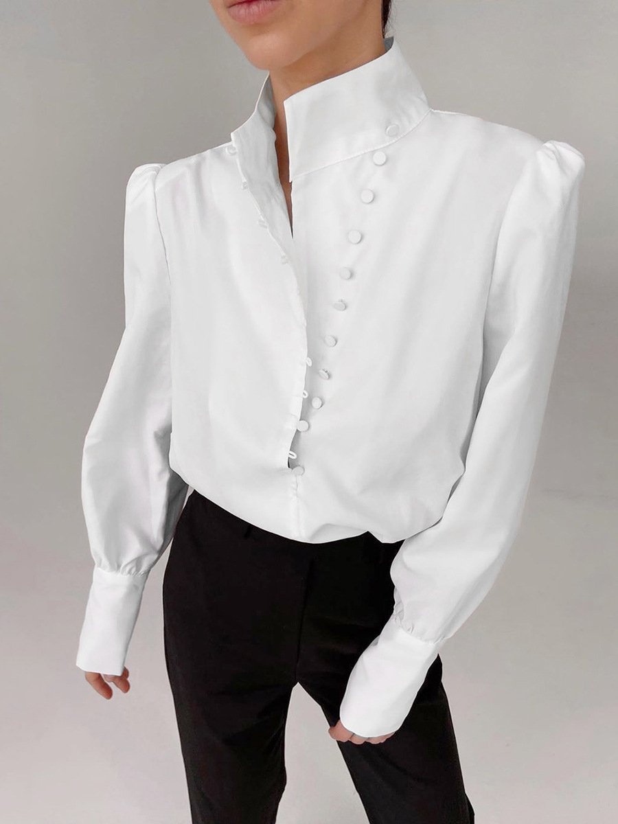 Chic High-Collar Button-Up Blouse Chic High-Collar Button-Up Blouse